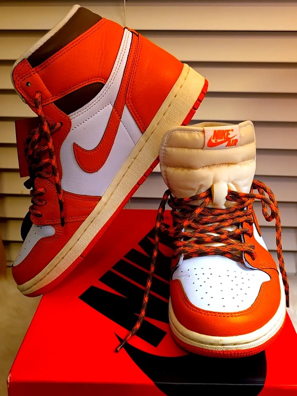 Nike Womens Orange and White High-Top Sneakers SZ 8.5 OBO